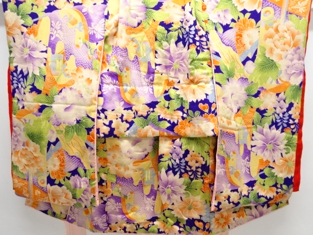 JAPANESE KIMONO / ANTIQUE KIMONO / SILK / KINSHA / FLOWER